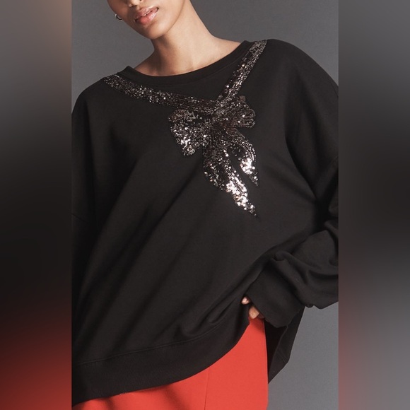 Maeve Tops - Maeve From Anthropologie Sequin Bow Sweatshirt